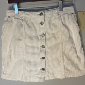 Abercrombie & Fitch Cream Corduroy Mini-Skirt Small with Silver Button Accents